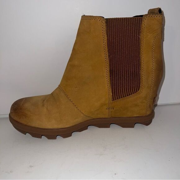 Sorel Boots Womens 9.5 Joan Of Artic Wedge II Chelsea NL3022-240 Brown Leather - Picture 3 of 11